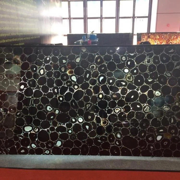 Losas translúcidas de piedras preciosas de ágata negra (1)