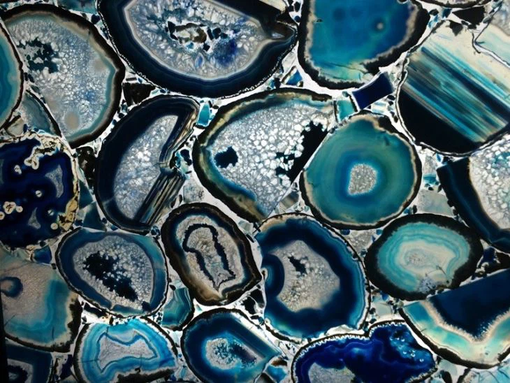 Agate Backlit Mosaic Tile Blue Countertop Hotel Foor Tile